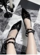 Cross Joan Arc Series Noble Elegant Pointed Toe Punk Rivet Metal Chain Gothic Lolita Thin High Heels
