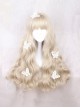 Japanese Style Doll Flat Bangs Soft Girl Light Khaki Golden Long Curly Hair Sweet Lolita Full Head Wig