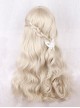 Japanese Style Doll Flat Bangs Soft Girl Light Khaki Golden Long Curly Hair Sweet Lolita Full Head Wig