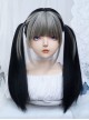 Black Gray Mixed Long Straight Hair Flat Bangs Handsome Hot Girl New Chinese Style Full Gothic Lolita Head Wig