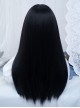 Black Gray Mixed Long Straight Hair Flat Bangs Handsome Hot Girl New Chinese Style Full Gothic Lolita Head Wig