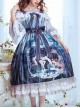 Eco's Voice Series Retro Palace Tea Party Myth Messenger Printing Ribbon Belt Classic Lolita Sleeveless Dress