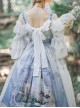 Eco's Voice Series Retro Palace Tea Party Myth Messenger Printing Ribbon Belt Classic Lolita Sleeveless Dress