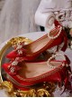 Pointed Toe Elegant Classic Lolita Stiletto Lace Bowknot Bead Chain Rhinestone Embellished Satin High Heel Shoes