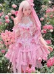 Gem Princess Series Pink Rose Everlasting Flower Bowknot Lace Sweet Lolita Hanamaru Headgear Sleeves Leg Rings Matching Accessory