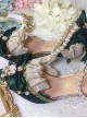 Pointed Toe Stiletto Bridal Wedding Bowknot Lace Pearl High Heel Sandals Classic Lolita Shoes