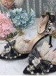 Pointed Toe Stiletto Bridal Wedding Bowknot Lace Pearl High Heel Sandals Classic Lolita Shoes