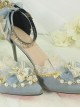 Pointed Toe Stiletto Bridal Wedding Bowknot Lace Pearl High Heel Sandals Classic Lolita Shoes