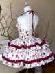 Heartbeat Rose Series Retro Autumn Romantic Rose Date Slim Halter Neck Sleeveless Kawaii Fashion Dress