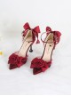 Camellia Series Wedding Elegant Premium Lady Pointed Toe High Heels Sandals Bowknot Lace Classic Lolita Shoes