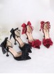 Camellia Series Wedding Elegant Premium Lady Pointed Toe High Heels Sandals Bowknot Lace Classic Lolita Shoes