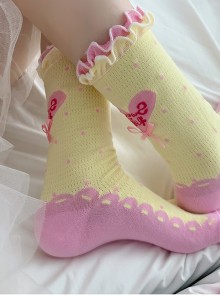 Spring Summer Thin Lace Bowknot Polka Dot Cordiform Comfortable Breathable Versatile Cotton Sweet Lolita Socks