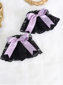 Black Purple Dark Gothic Style Lace Cute Bowknot daily Versatile Lolita Cuffs