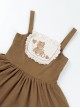 Yuli's Dream Series Winter Corduroy Cute Bear Embroidery Plush Cordiform Bowknot Sweet Suspender Lolita Dress