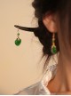 Retro Chinese Style Wooden Hairpin Black Sandalwood Head Palace Classic Temperament Artificial Emerald Hairpin