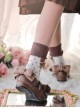 Bear House Series Cute Bowknot Retro Matte Leather Daily Versatile Round Toe Low Heel Sweet Lolita Shoes