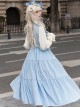 Flowers In The Mist Series Spring Fake Two Piece Light Blue Elegant Navy Style Long Sleeved Lolita Dress