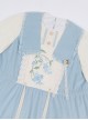 Flowers In The Mist Series Spring Fake Two Piece Light Blue Elegant Navy Style Long Sleeved Lolita Dress