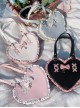 Sweet Cute Heart-Shaped Lace Embellished Bowknots Stars Crossbody Handheld Daily Versatile Lolita Bag