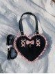 Sweet Cute Heart-Shaped Lace Embellished Bowknots Stars Crossbody Handheld Daily Versatile Lolita Bag