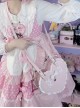 Sweet Cute Heart-Shaped Lace Embellished Bowknots Stars Crossbody Handheld Daily Versatile Lolita Bag