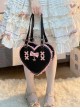 Sweet Cute Heart-Shaped Lace Embellished Bowknots Stars Crossbody Handheld Daily Versatile Lolita Bag