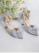 Dinner Wedding Hanfu Lace Elegant Fairy Glitter Pearl Mesh Yarn Bowknot Classic Lolita Shoes