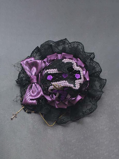 Dark Gothic Style Handmade Lace Bowknot Black Purple Retro Gorgeous Lolita Top Hat