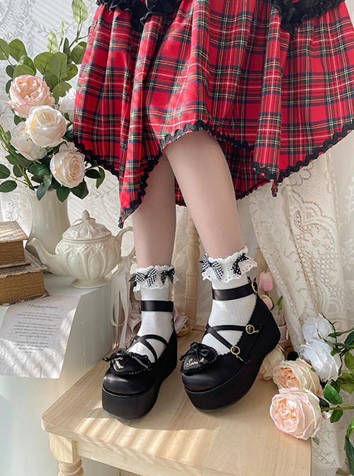 Deep Sleep Dream Series Cute Versatile Love Bowknot Satin Platform Round-Toe Sweet Lolita Shoes