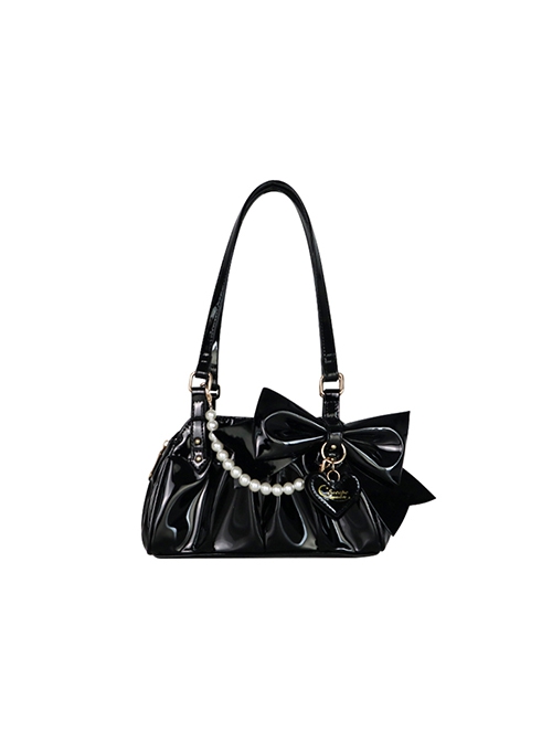 Runaway Moon Series Sweet Bowknot Pearl Elegant Hot Girl Style Commuting Handheld Armpit Lolita Bag