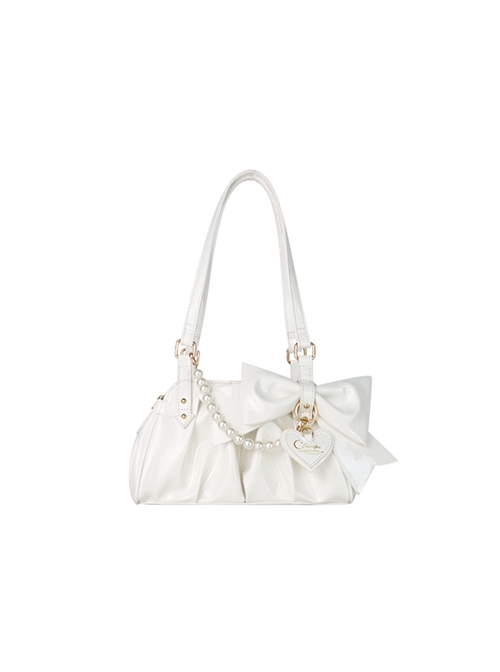 Runaway Moon Series Sweet Bowknot Pearl Elegant Hot Girl Style Commuting Handheld Armpit Lolita Bag