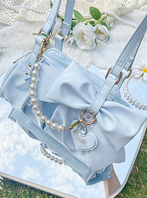 Runaway Moon Series Sweet Bowknot Pearl Elegant Hot Girl Style Commuting Handheld Armpit Lolita Bag