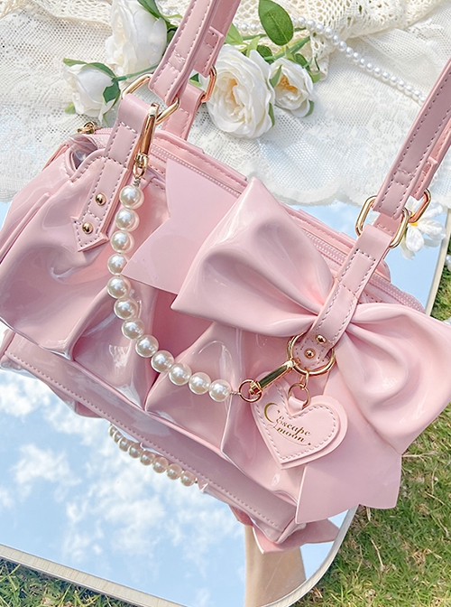 Runaway Moon Series Sweet Bowknot Pearl Elegant Hot Girl Style Commuting Handheld Armpit Lolita Bag