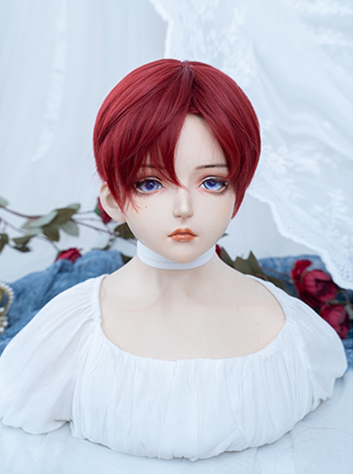 Sea King Red Handsome Fluffy Simulation Ouji Fashion Short Straight Hair Full Head Wig