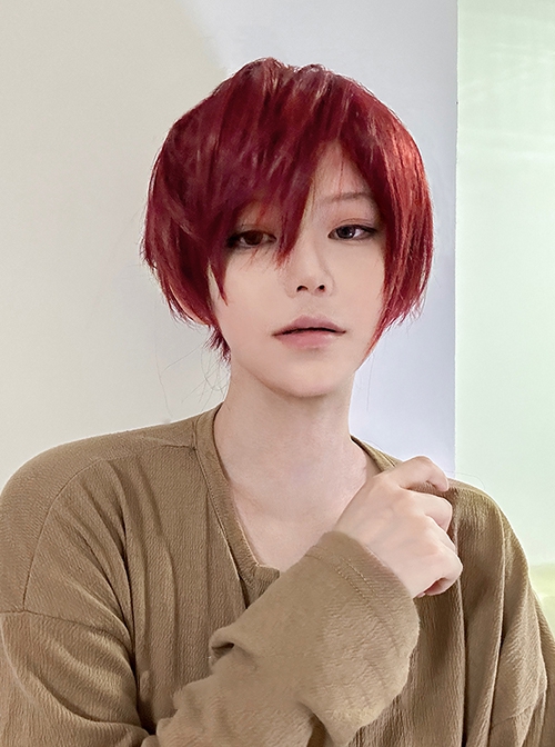 Sea King Red Handsome Fluffy Simulation Ouji Fashion Short Straight Hair Full Head Wig