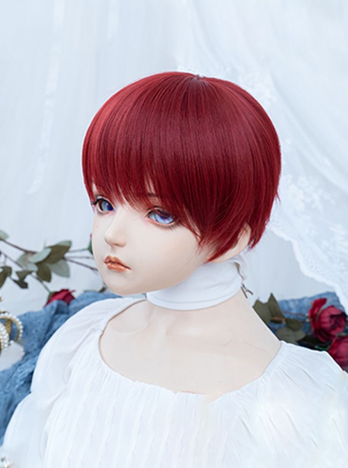 Sea King Red Handsome Fluffy Simulation Ouji Fashion Short Straight Hair Full Head Wig