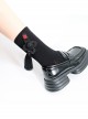 Original Designed Personalized Tassel Decorated Chinese Style Punk Versatile Trendy Black Short Socks