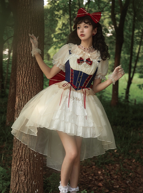 Fairy Tale Overture Series Snow White Princess Fishbone Girdle Large Tail Slim Fit Sweet Lolita Sleeveless Dress JSK