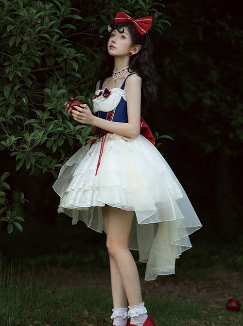 Fairy Tale Overture Series Snow White Princess Fishbone Girdle Large Tail Slim Fit Sweet Lolita Sleeveless Dress JSK