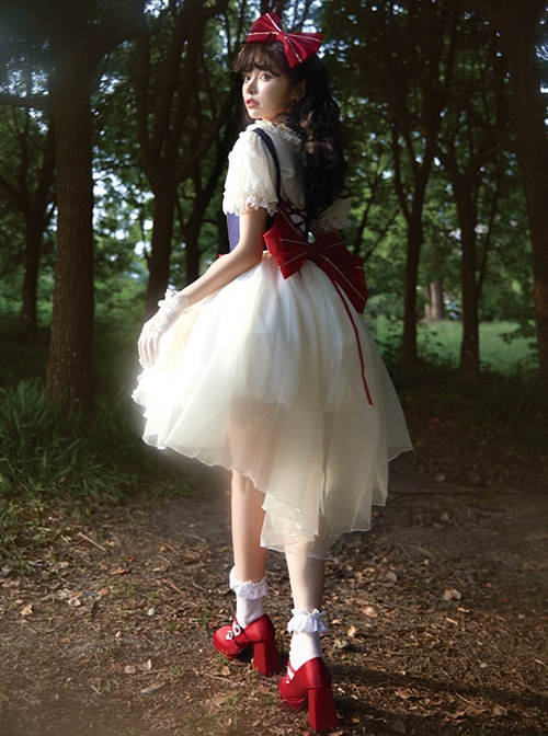 Fairy Tale Overture Series Snow White Princess Fishbone Girdle Large Tail Slim Fit Sweet Lolita Sleeveless Dress JSK