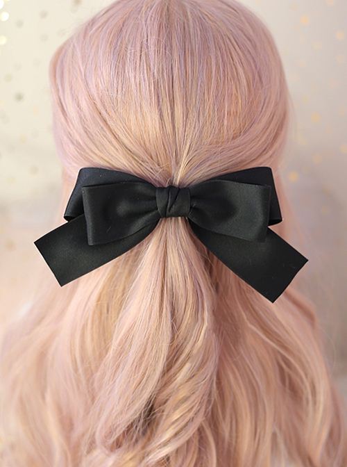 Princess Style Hair Accessory Large Spring Clip Double Layer Satin Bowknot Retro Elegant Sweet Lolita Hairpin