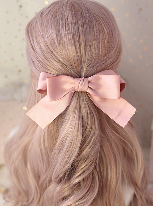 Princess Style Hair Accessory Large Spring Clip Double Layer Satin Bowknot Retro Elegant Sweet Lolita Hairpin