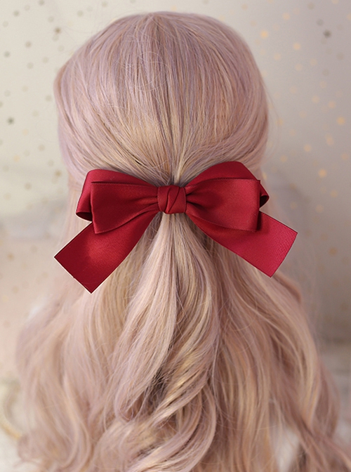Princess Style Hair Accessory Large Spring Clip Double Layer Satin Bowknot Retro Elegant Sweet Lolita Hairpin