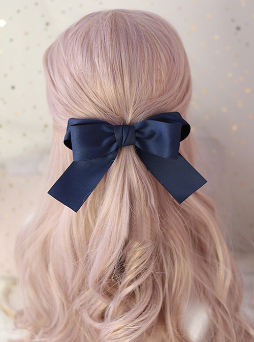 Princess Style Hair Accessory Large Spring Clip Double Layer Satin Bowknot Retro Elegant Sweet Lolita Hairpin