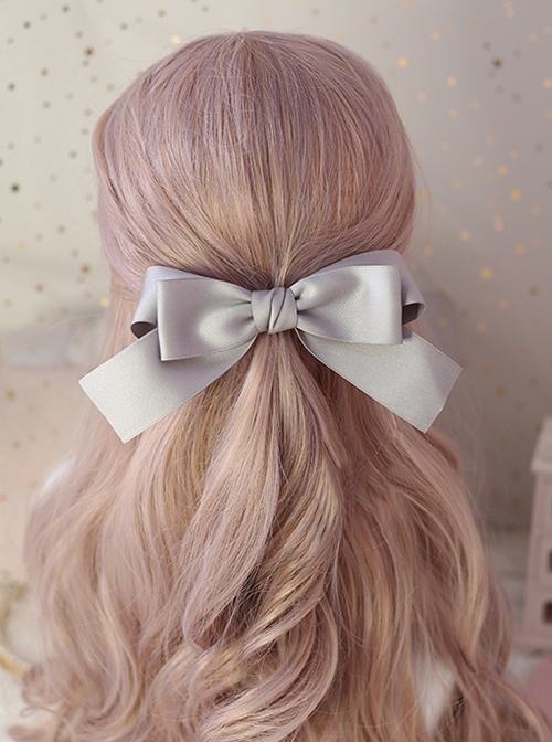 Princess Style Hair Accessory Large Spring Clip Double Layer Satin Bowknot Retro Elegant Sweet Lolita Hairpin