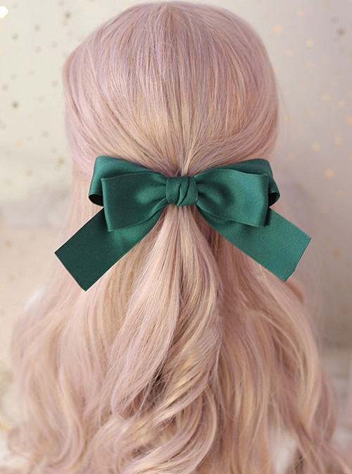 Princess Style Hair Accessory Large Spring Clip Double Layer Satin Bowknot Retro Elegant Sweet Lolita Hairpin