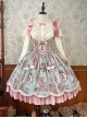 Bear Doll Wall Series Cute Pink Green Retro Girl Room Print Bowknot Chest Support Sweet Lolita Sleeveless Dress JSK