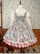 Bear Doll Wall Series Cute Pink Green Retro Girl Room Print Bowknot Chest Support Sweet Lolita Sleeveless Dress JSK