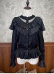 Bear Doll Wall Series Stand Collar V Shape Ruffles Lace Velvet Ribbon Bowknot Sweet Lolita Long Sleeves Shirt