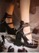 Butterfly Manor Series Gothic Punk Black Matte Y2K Harajuku Metal Rivets Cross High Thick Heel Platform Shoes